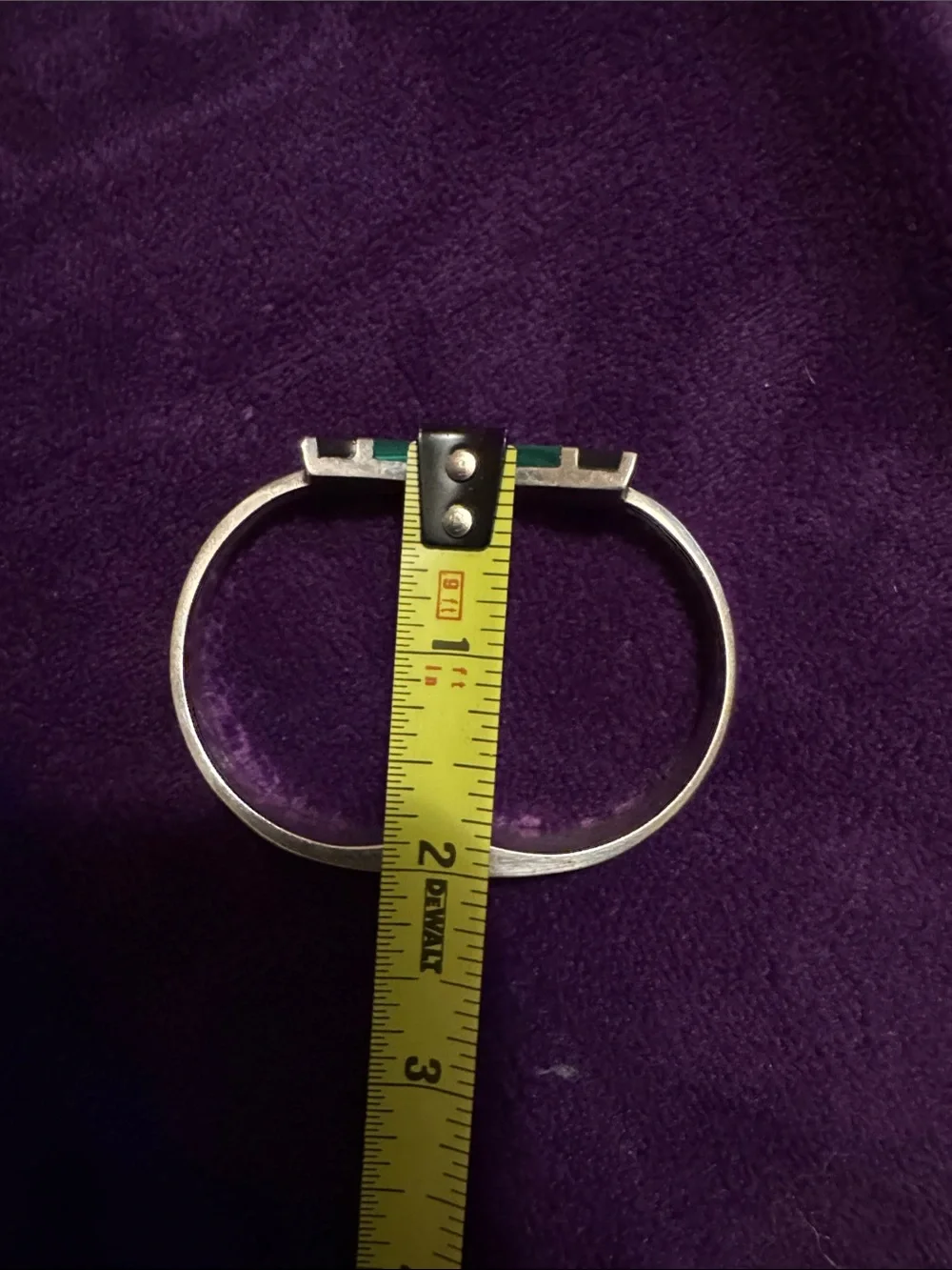 925 Sterling Silver Green Malachite Inlay Cuff Bracelet, - Picture 7 of 10